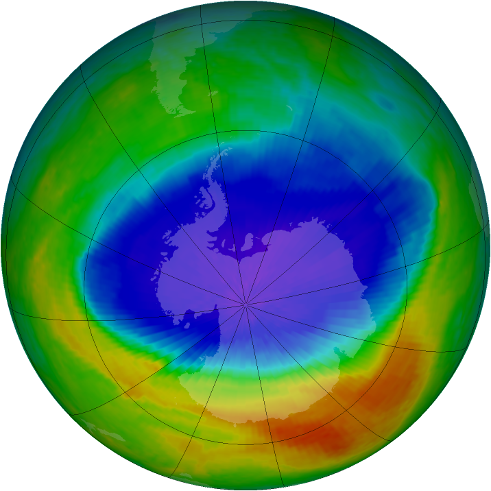 Antarctic ozone map for 08 October 2004